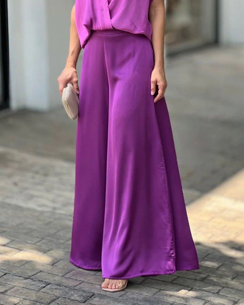 Ladies Fluid Wrap Jumpsuit Lune London