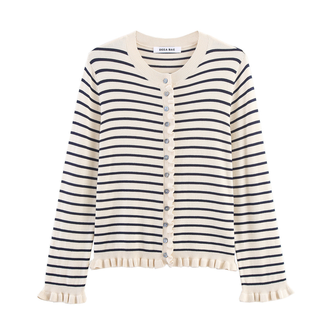 Ladies elegant cardigan with ruffle details Lune London