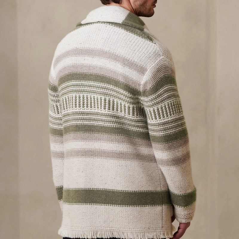 Men's knit jacket with modern pattern and practical pockets Lune London