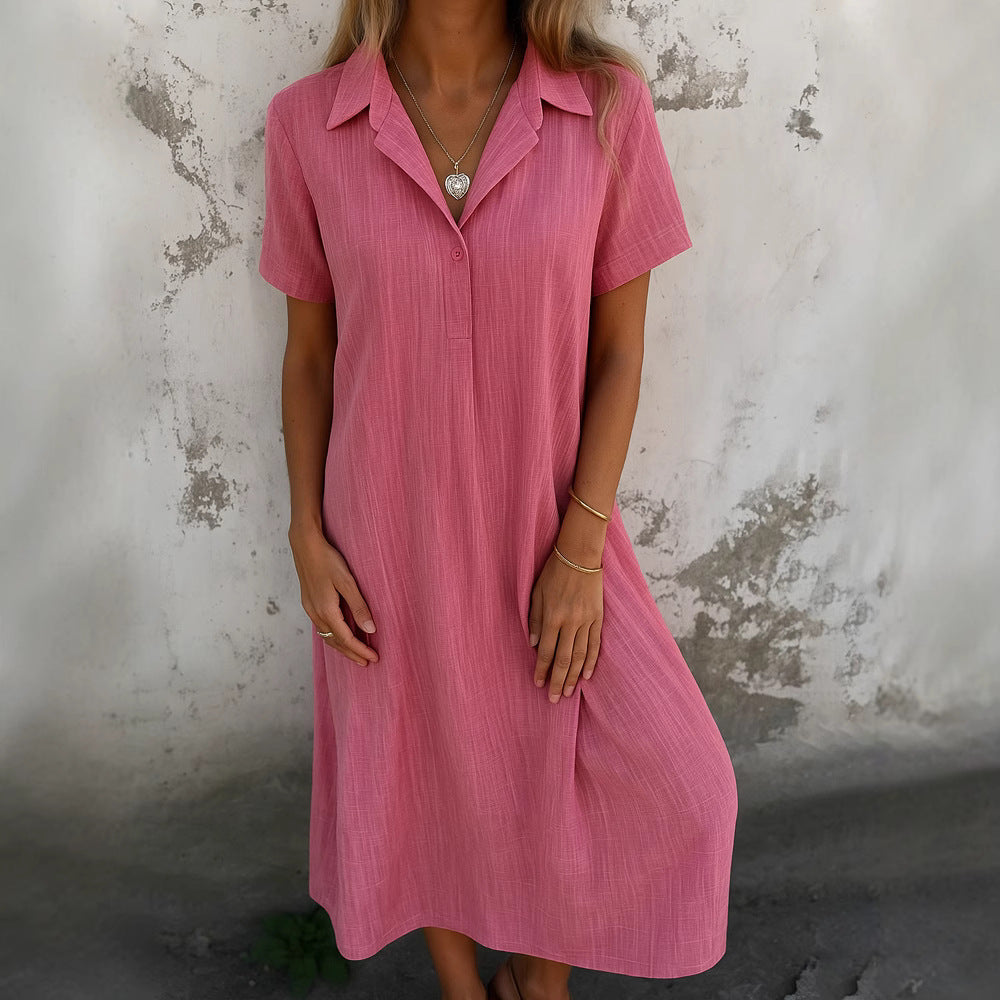 Casual maxi dress for women with collar and short sleeves Lune London