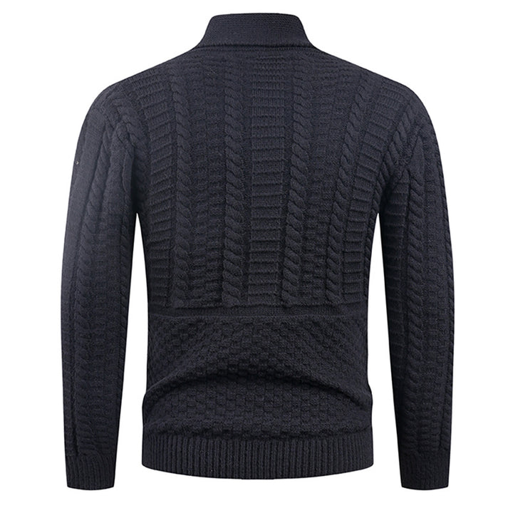 Men's knitted jacket with a modern shawl collar and practical buttons Lune London