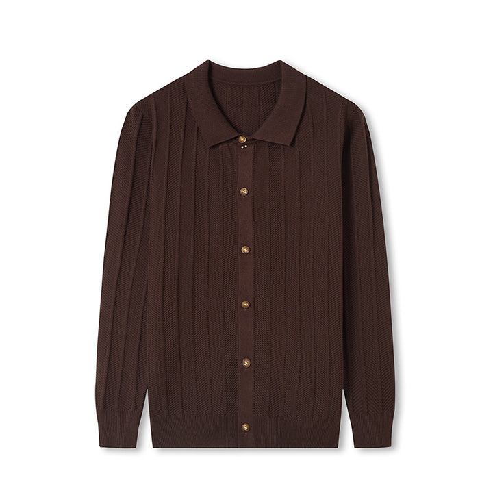 Men's knitted jacket with structured pattern and elegant buttons Lune London