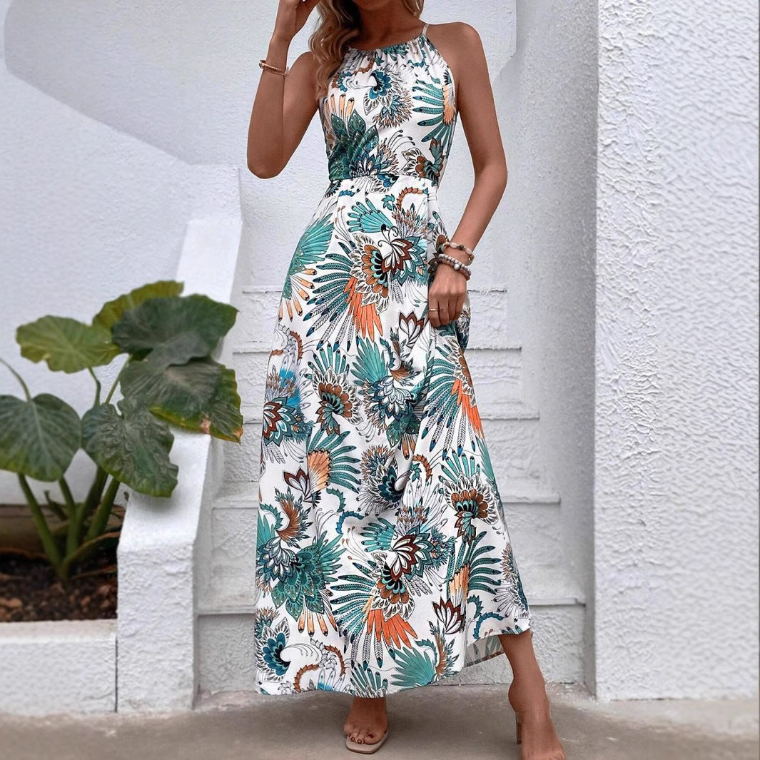 Ladies Necklace Flowers Maxi Dress Lune London