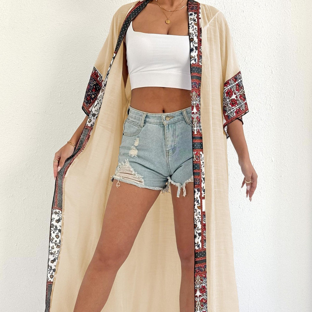 Women Bohemian Kimono Vest with Chic Floral Pattern