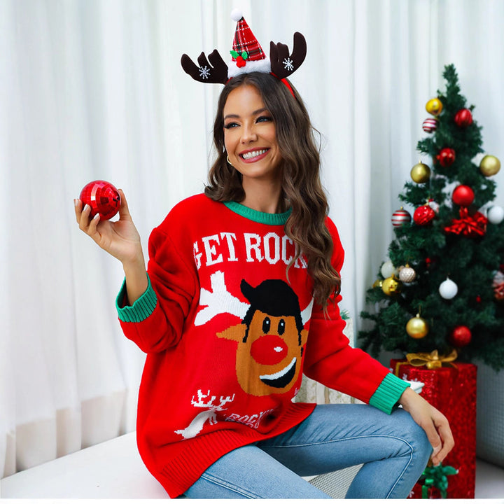 Christmas knitted sweater for women with original deer pattern and relaxed fit Lune London