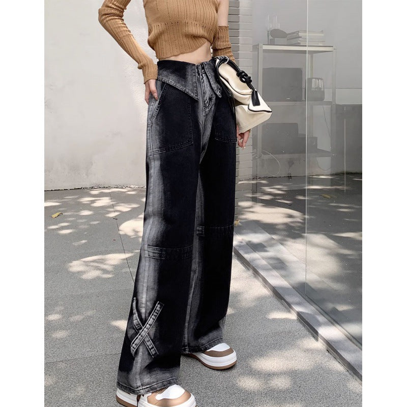 Jeans larges pour femmes avec des fentes latérales innovantes Chic & Stil