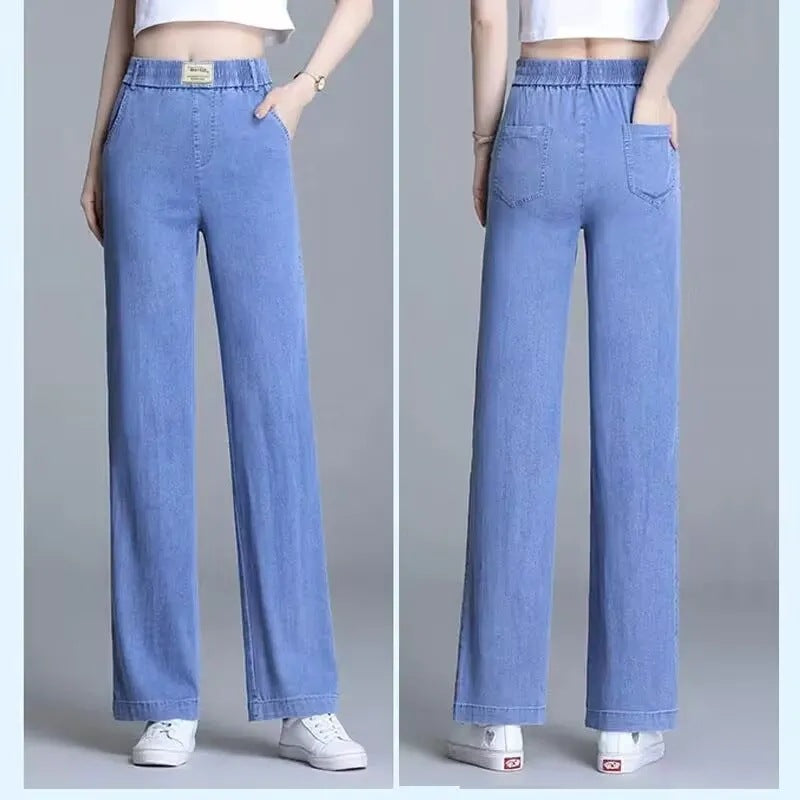 Women's Loose Jeans with Elastic Waistband and Practical Pockets Chic & Stil