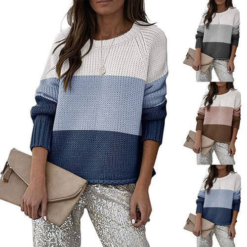 Stylish knitted pullover for women with a modern color block design Lune London