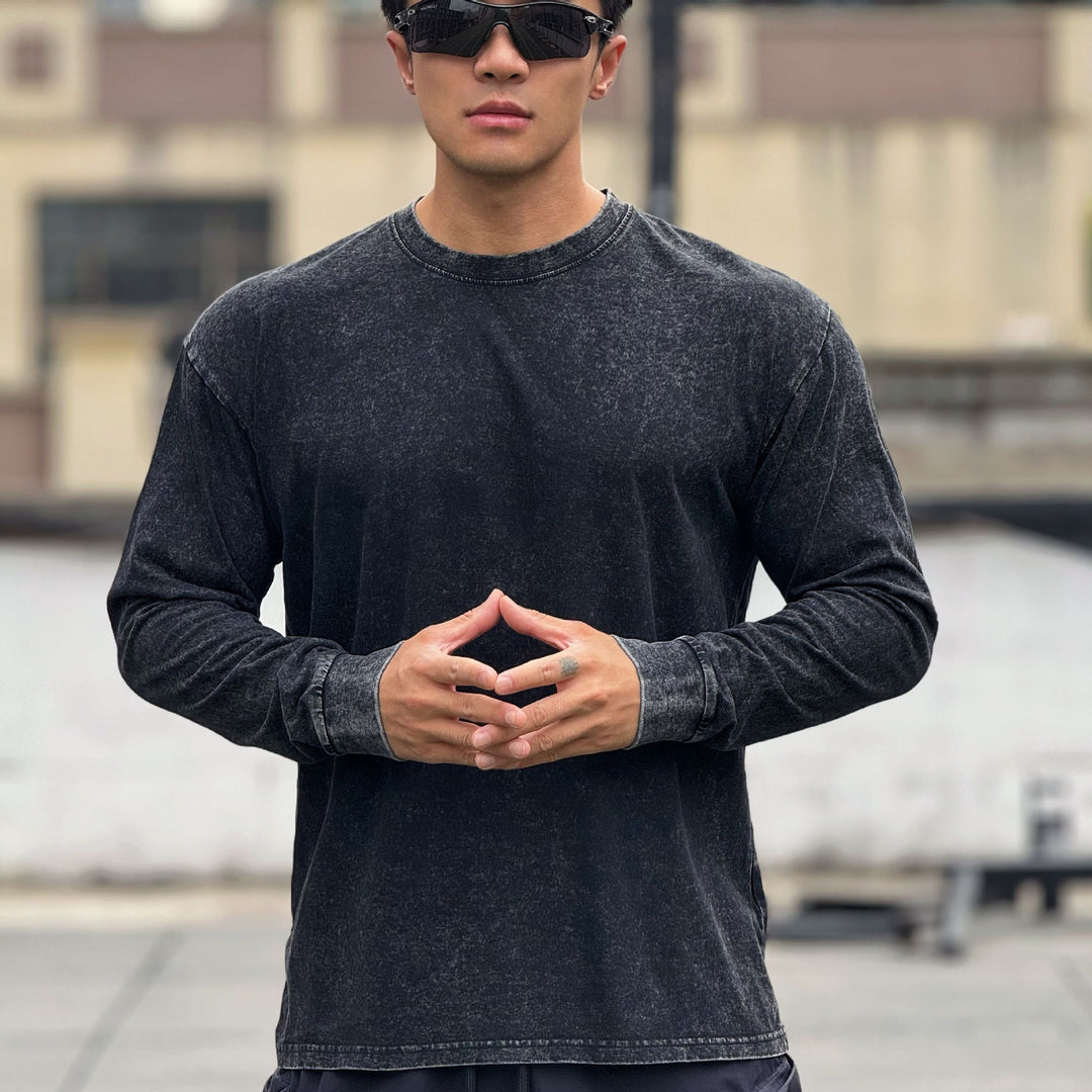 Long sleeve shirt for men in soft cotton blend with a trendy washed effect Lune London