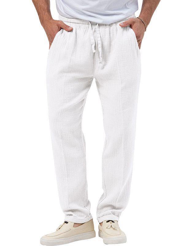 Casual linen pants for men with elastic waistband and practical side pockets Lune London