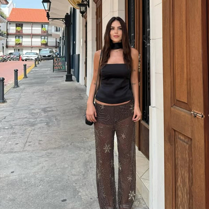 Ladies Elegant, embroidered Sequins Palazzo style Chic pants and Style