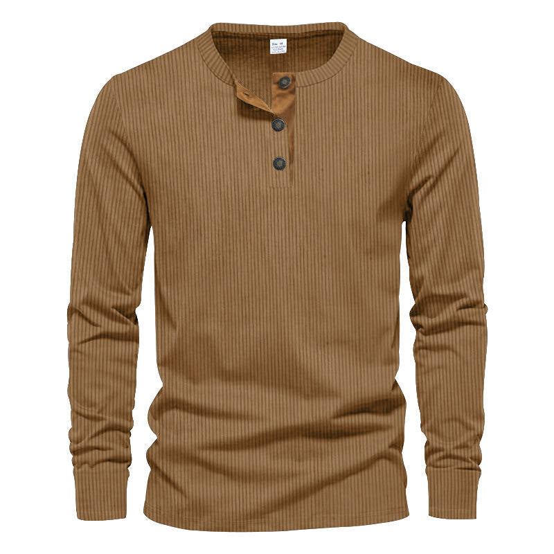 Men's Long Sleeve Henley Shirt with Textured Design Lune London