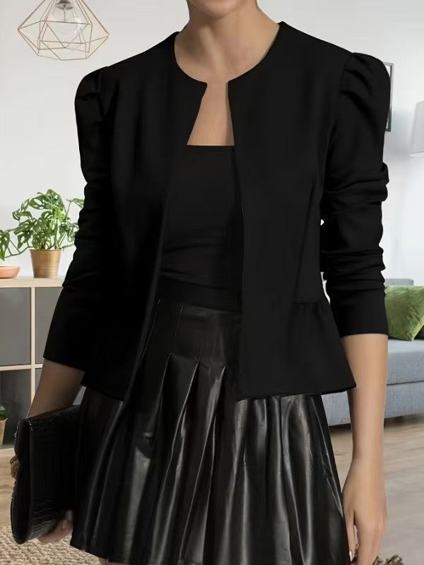 Trendy women's blazer jacket with puff sleeves and a textured design Lune London