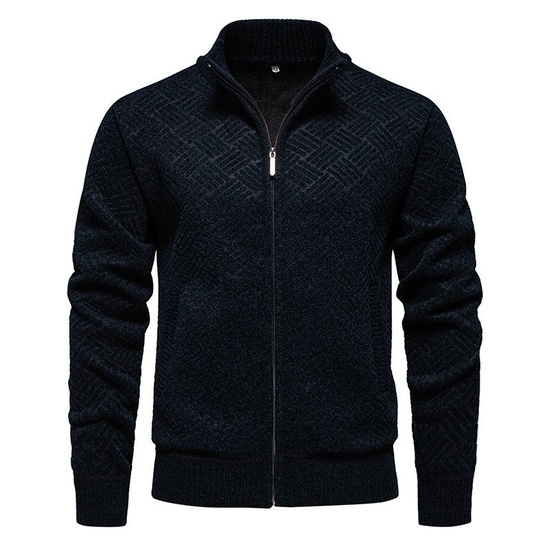 Trendy cardigan jacket for men with high collar and zipper Lune London