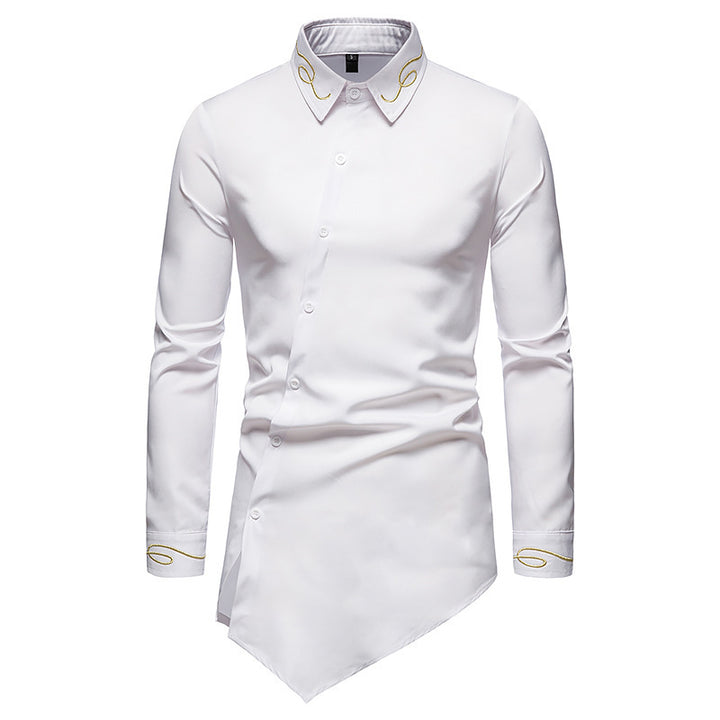 Men's Long Sleeve Shirt with Avant-Garde Design and Asymmetric Hem Chic and Style