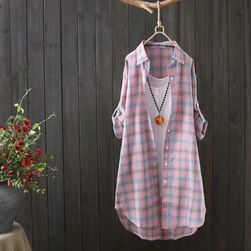 Lightweight checkered button blouse Lune London for women