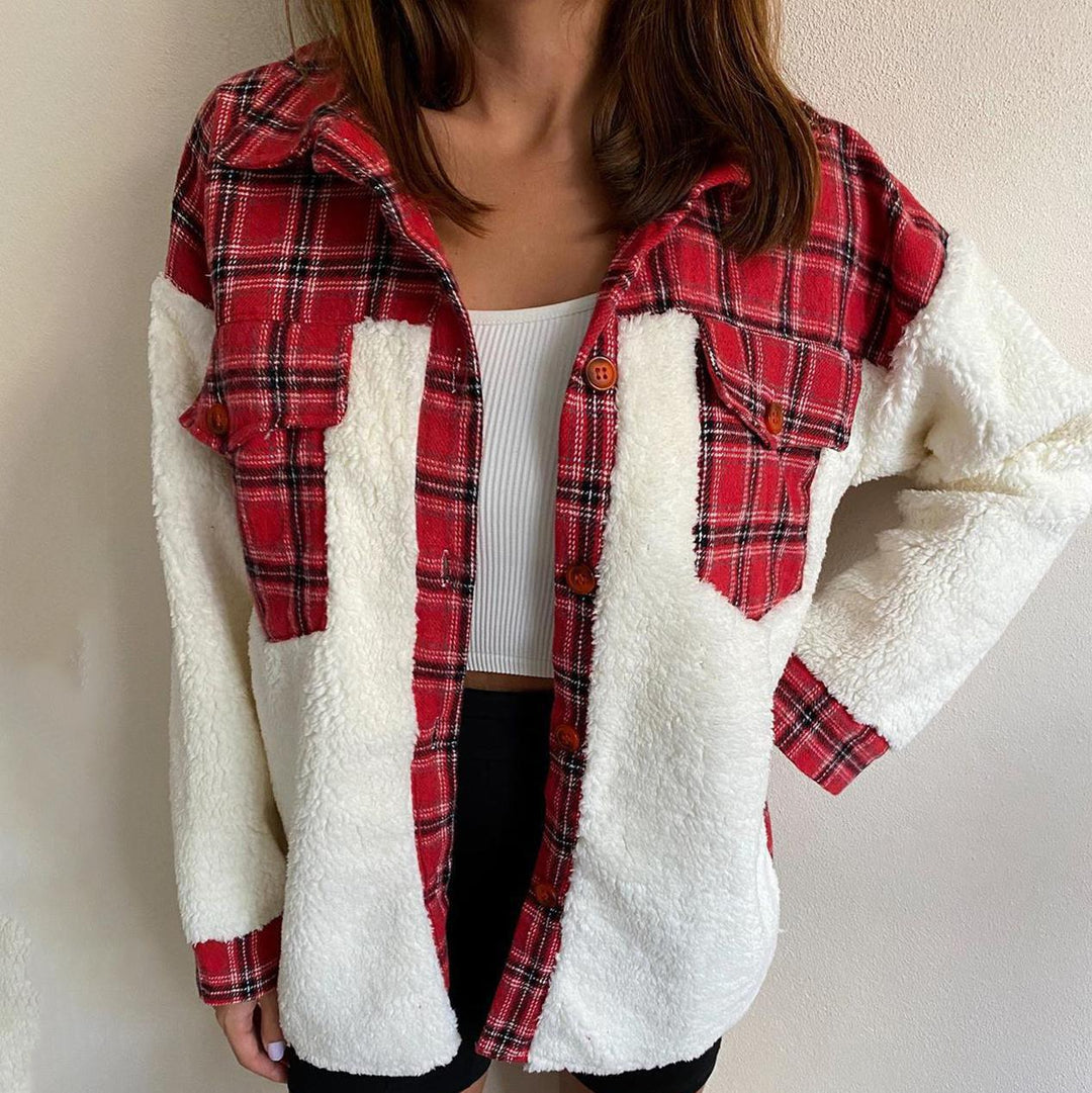 Oversized flannel jacket for ladies with soft lining and practical pockets Lune London