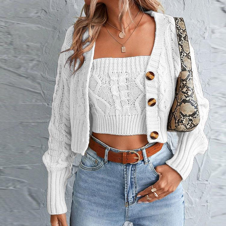 Knit jacket for women with structured design and button detail Lune London