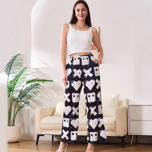 Leisure pants for women with unique graphic pattern and elastic waist Lune London