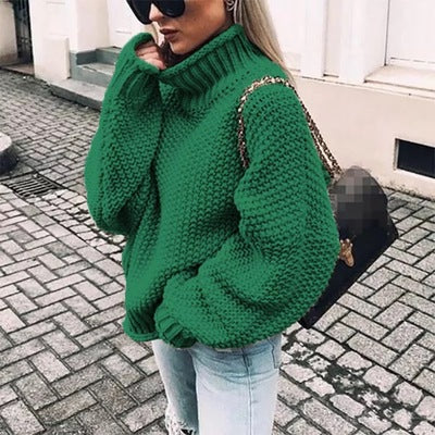 Lune London | Women's chunky knit sweater with standing collar and voluminous sleeves