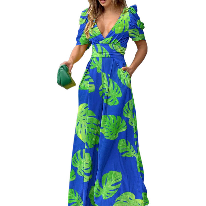 Tropical Floral Printed Maxi Dress Women Chic and Style