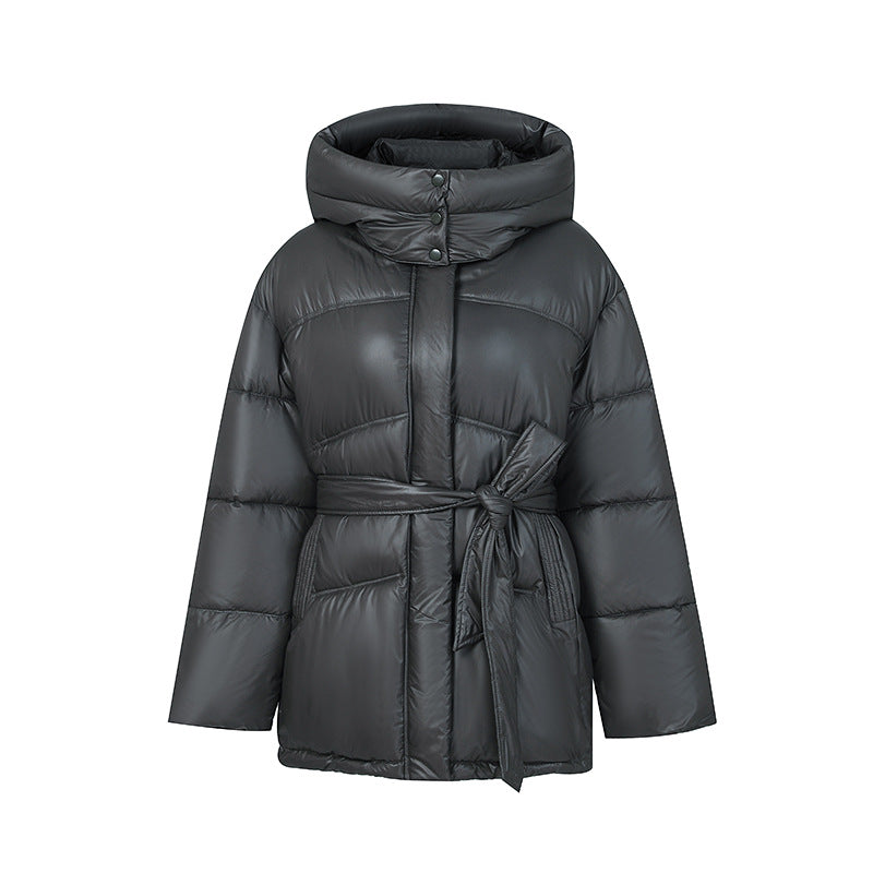 Ladies Stylish Padded Winter Coat with Belt and Hood Lune London