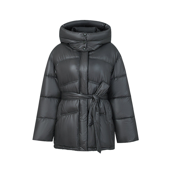 Ladies Stylish Padded Winter Coat with Belt and Hood Lune London