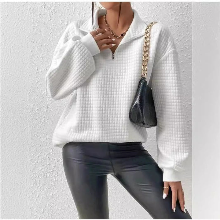 Oversized sweatshirt for women with high collar and textured design Lune London