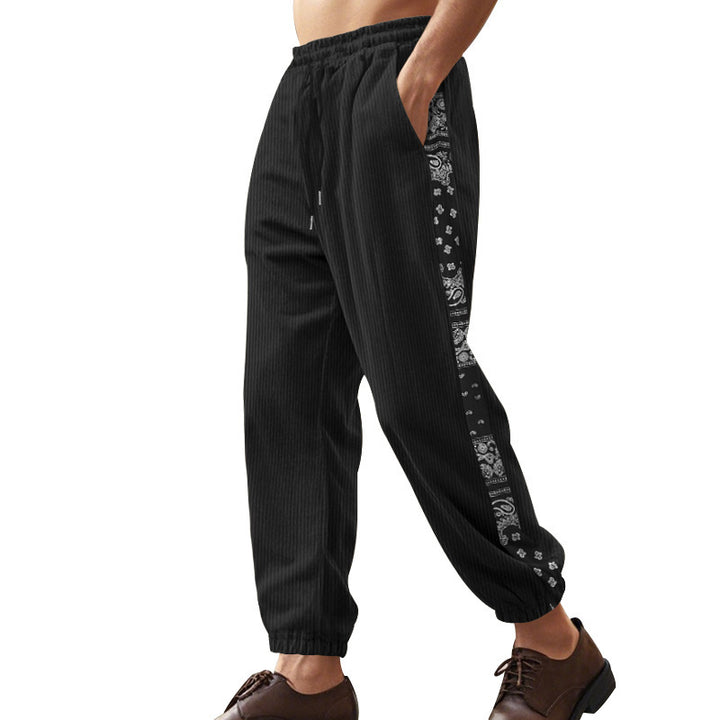 Casual cargo pants for men with elastic waistband and printed side details Lune London