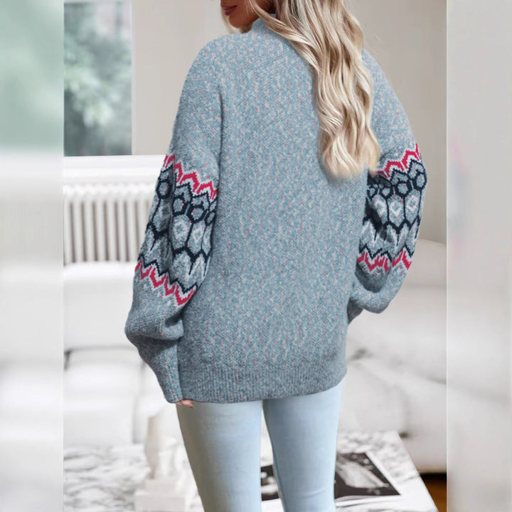 Knitted sweater for women with a modern geometric pattern and an oversized fit Lune London