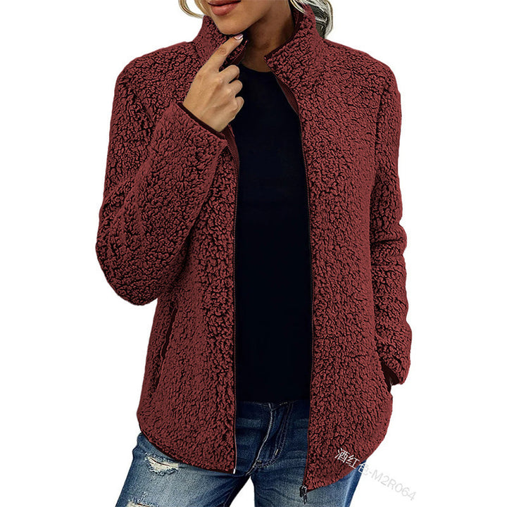 Soft fleece jacket for women with a high collar and side pockets Lune London