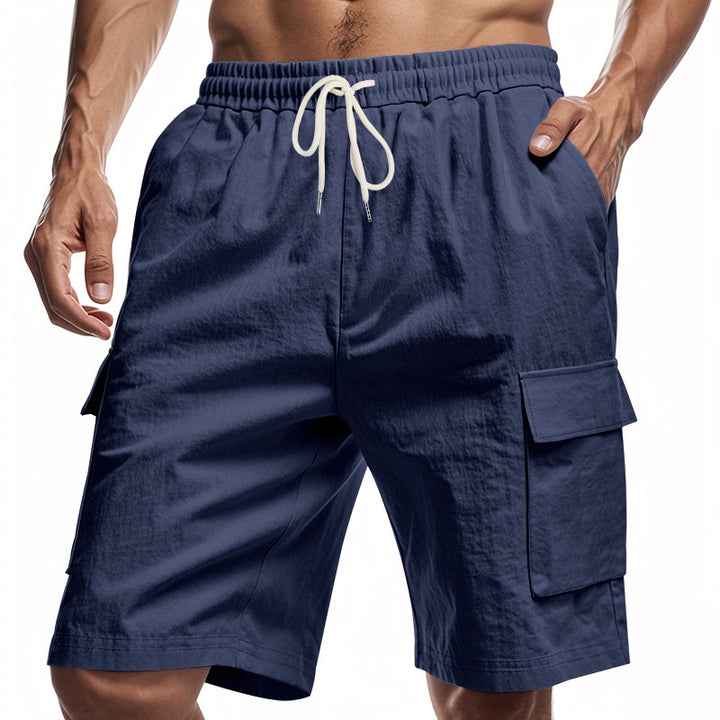 Shorts cargo pour hommes avec taille élastique et poches latérales pratiques Lune London