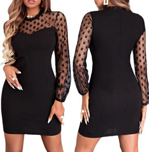 Lune London polka dot sheer sleeve mini dress