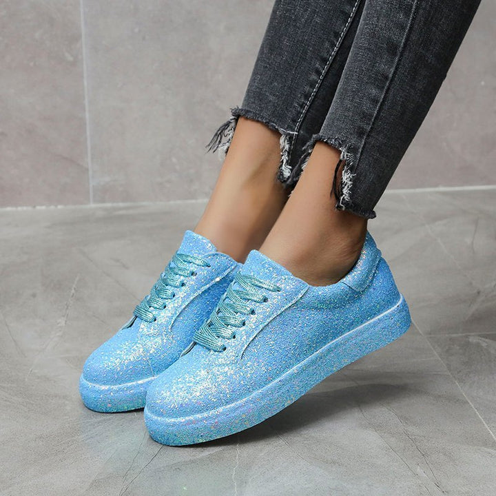 Ladies Casual Glitter Sneakers with Breathable Sole and Slip-Resistant Design Lune London