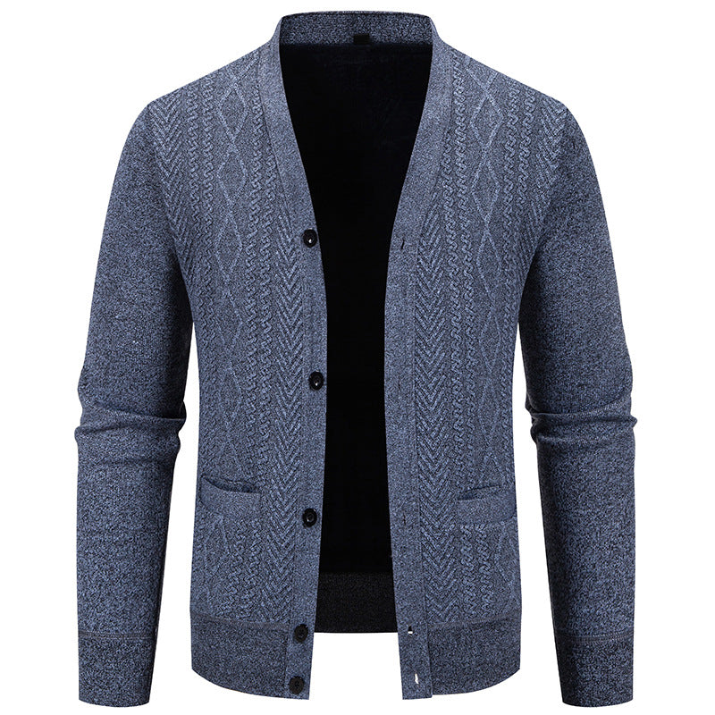 Men's knitted jacket with textured design and button closure Lune London