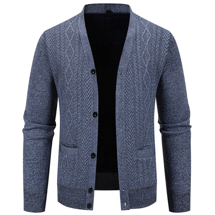 Men's knitted jacket with textured design and button closure Lune London
