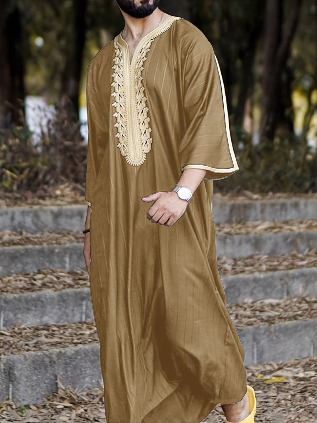 Men's traditional caftan with artistic embroidery Lune London