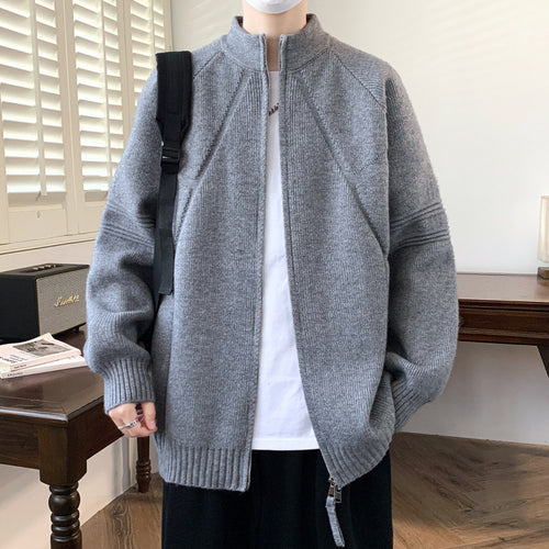 Men's knit jacket with high collar and zipper Lune London