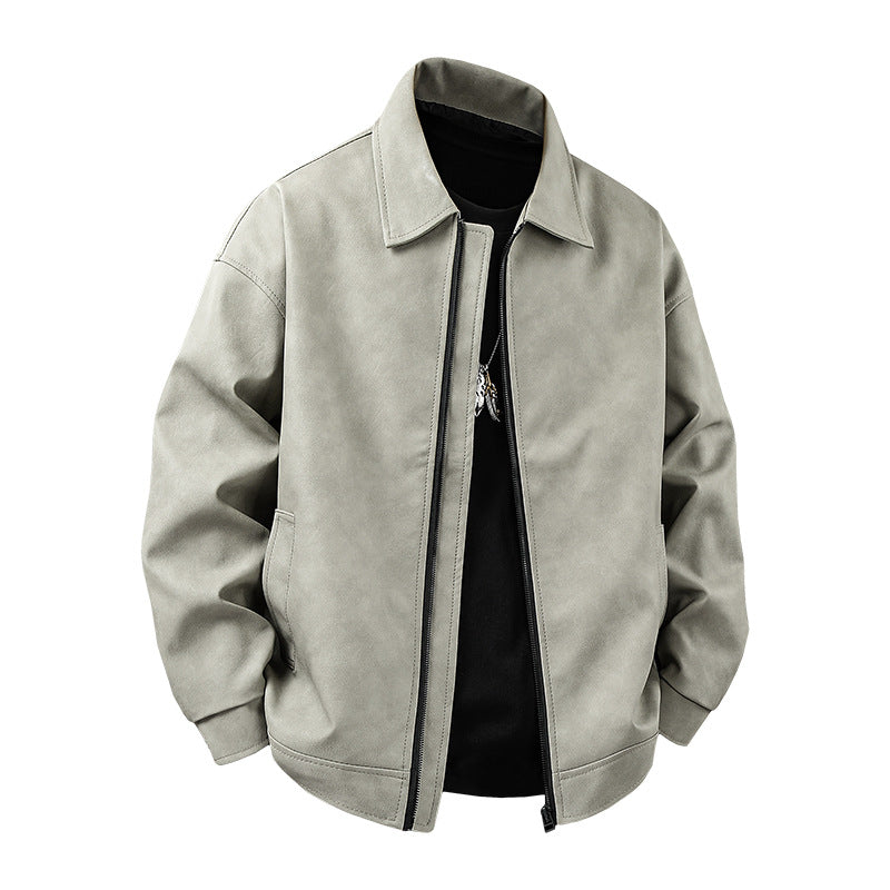 Sporty synthetic leather jacket for men with elastic waist Lune London