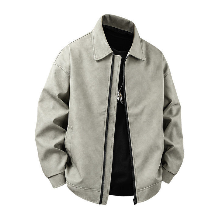 Sporty synthetic leather jacket for men with elastic waist Lune London