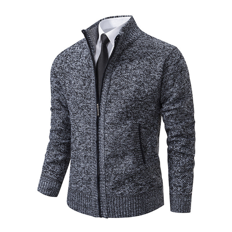 Men's knitted jacket with high collar and elegant zipper Lune London