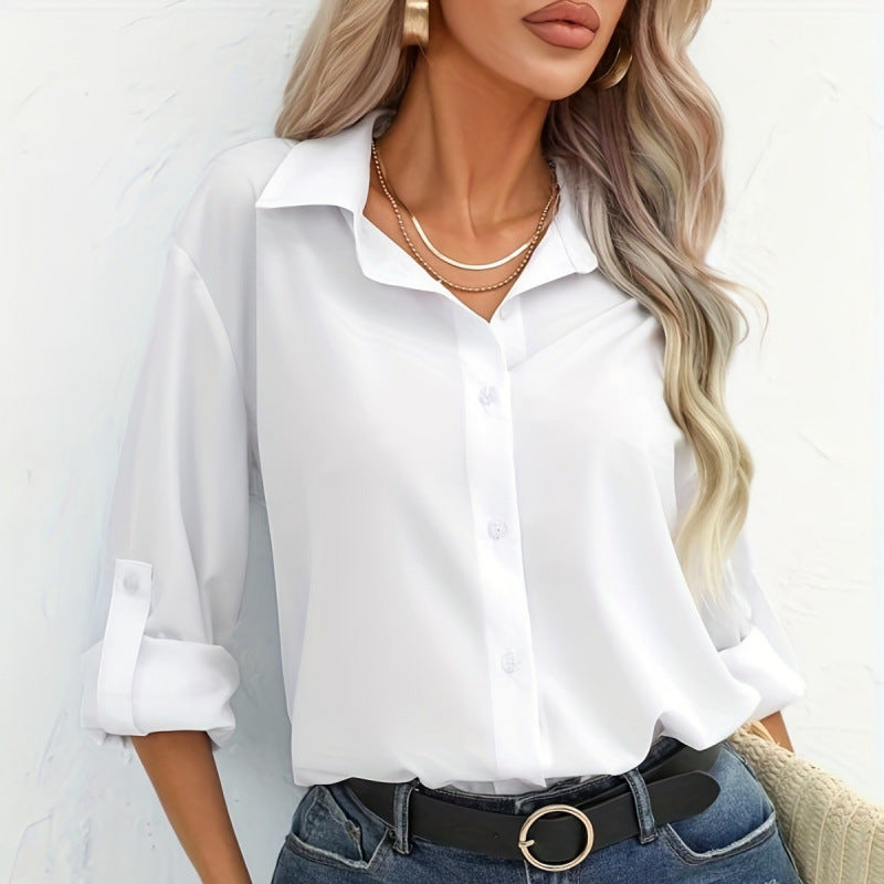 Ladies elegant long sleeve shirt in breathable cotton Lune London