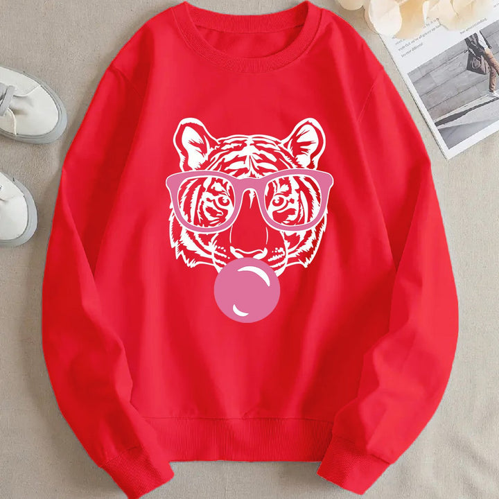 Sweat-shirt pour femmes avec design de tigre créatif et coupe décontractée Chic & Stil