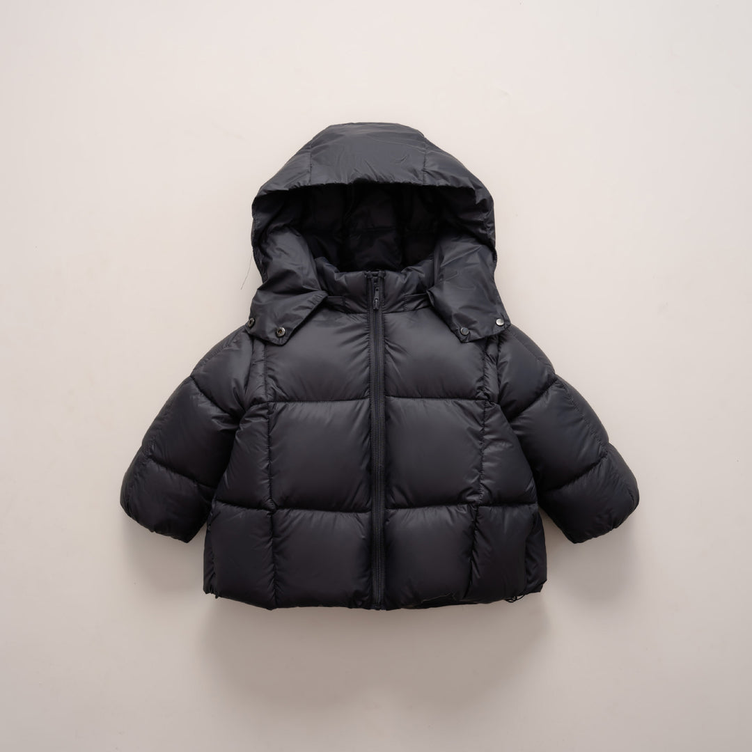 Ladies modern down jacket with removable hood and elastic cuffs Lune London
