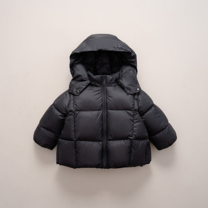 Ladies modern down jacket with removable hood and elastic cuffs Lune London