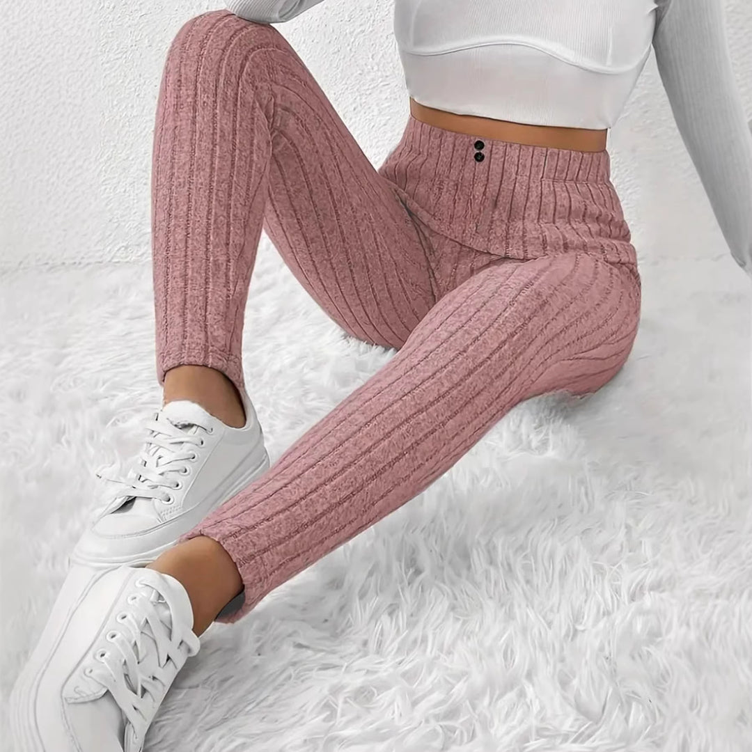 Leggings côtelés tricotés taille haute pour femmes Chic & Stil