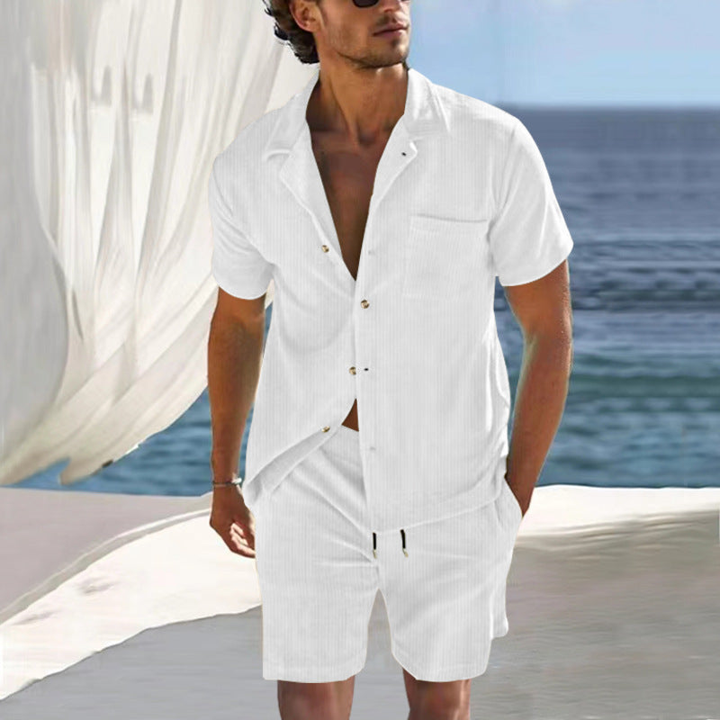 Casual short sleeve shirt set for men and shorts in breathable fabric Lune London