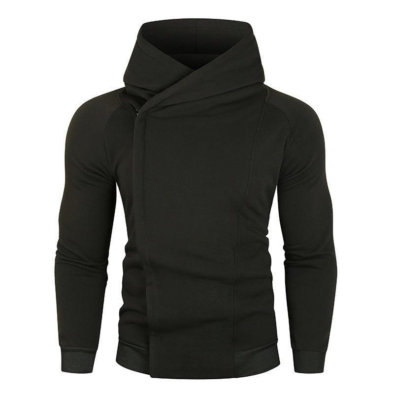 Men's hoodie with asymmetrical zip and high collar Lune London