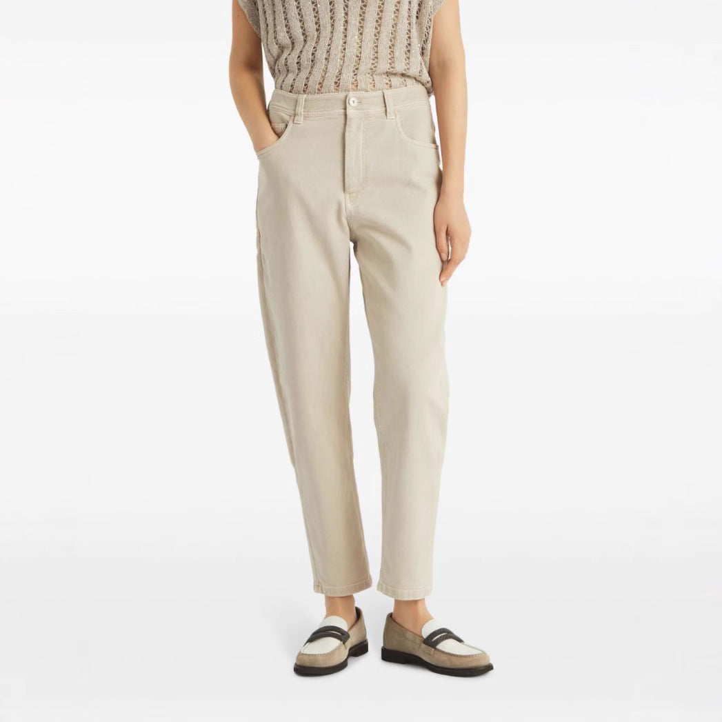 Casual chino pants for women with high waist and loose fit Lune London