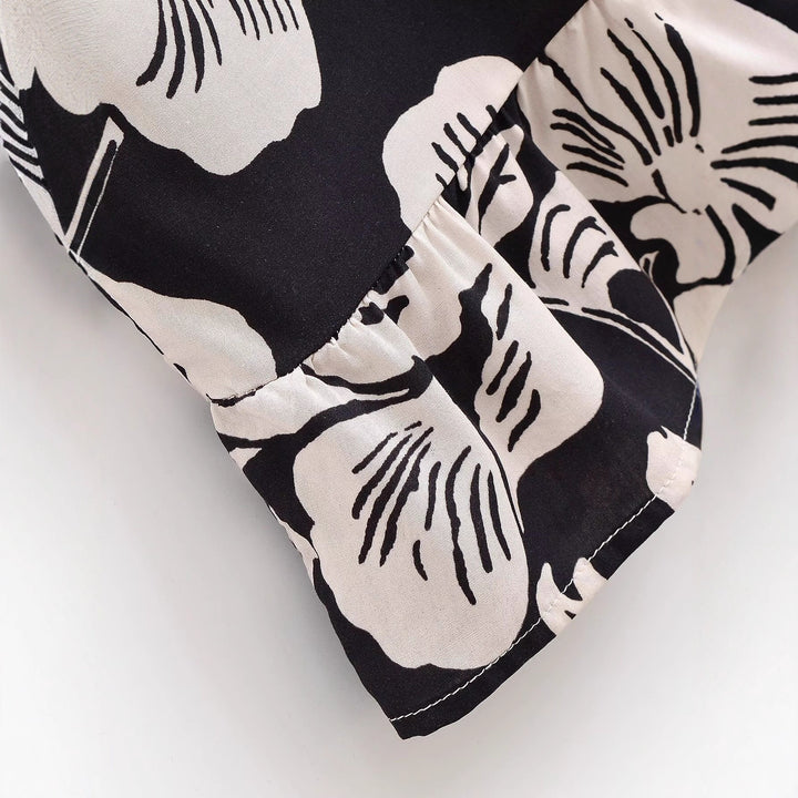 Maxi dress for women with floral embroidery and elegant ruffles Lune London